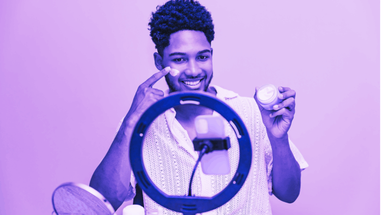 Influencer applying makeup